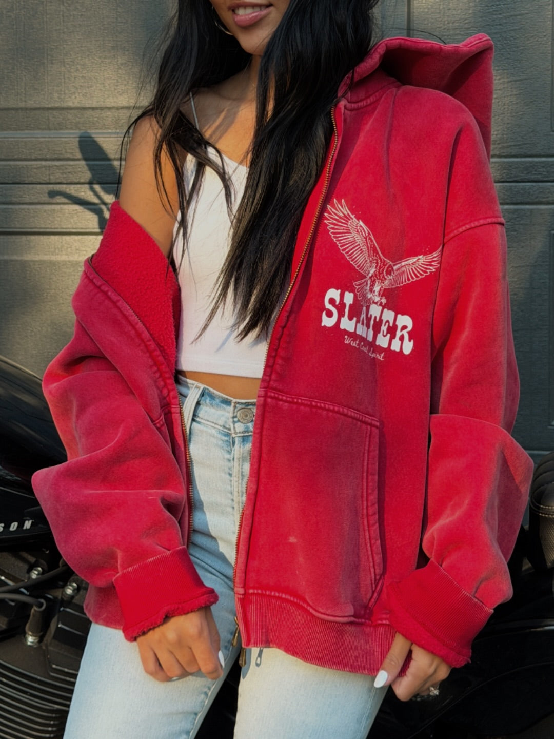 Free Spirit Boxy Fleece Hoodie x Strawberry