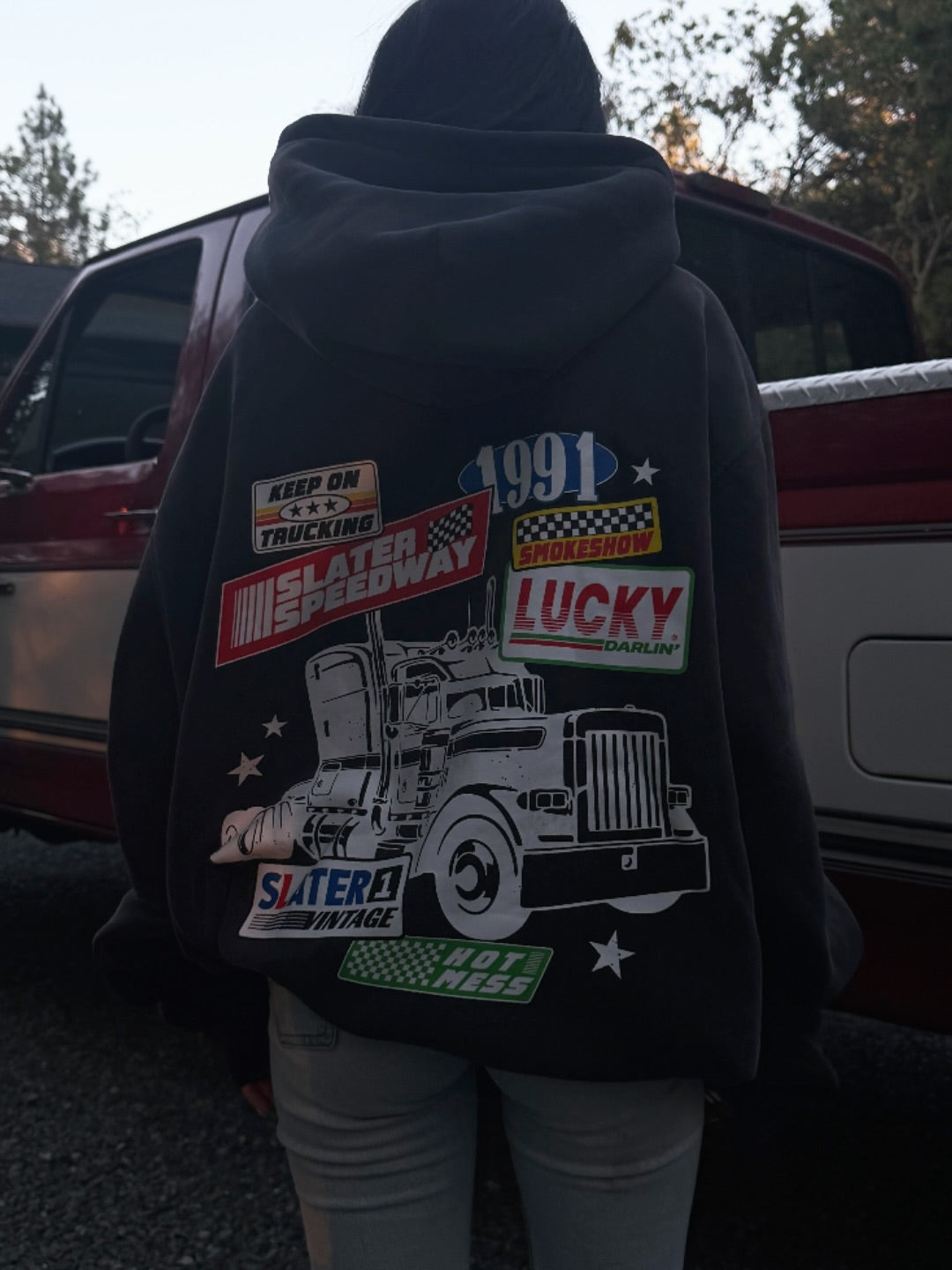 LIMITED EDITION: Keep On Truckin' Heavyweight Hoodie Sweatshirt x Washed Black