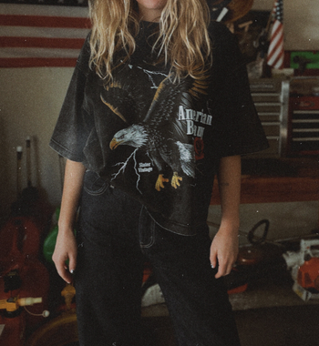LIMITED EDITION: American Beauty Acid Wash Boxy Tee x Black