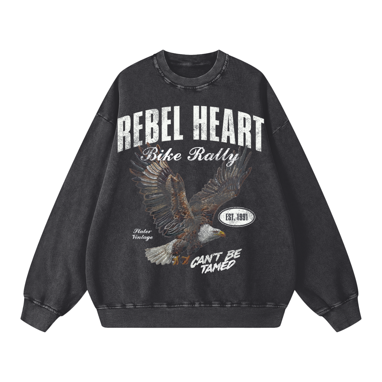 Rebel Heart Vintage Wash Crewneck Sweatshirt x Black
