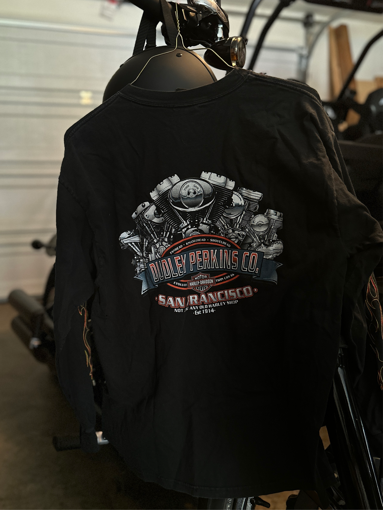 Not Any Old Harley Shop HD Vintage Long Sleeve Pocket Tee