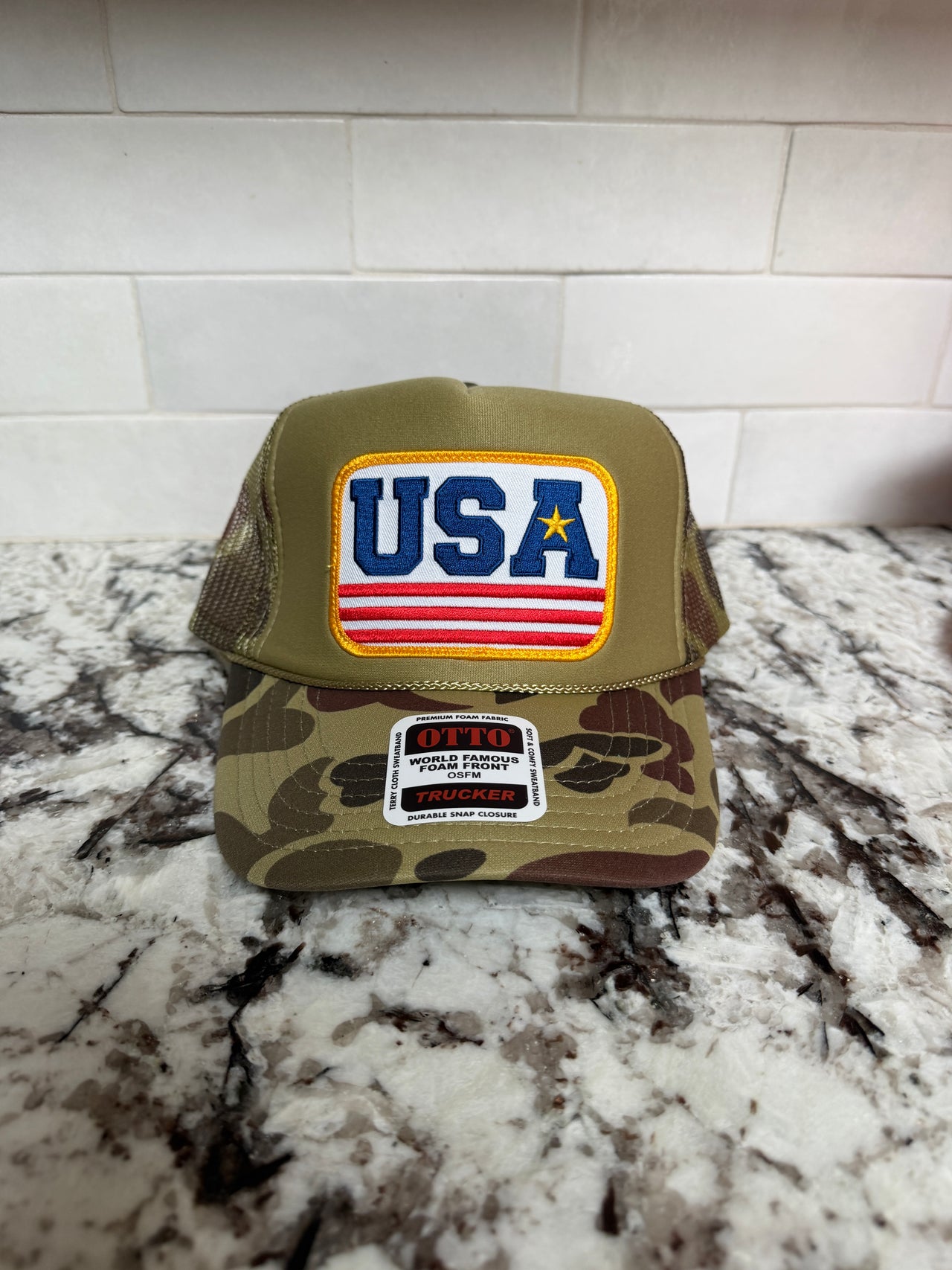 LIMITED EDITION: USA Trucker Hat x Light Camo Split