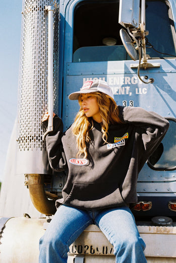 LIMITED EDITION: Keep On Truckin' Heavyweight Hoodie Sweatshirt x Washed Black