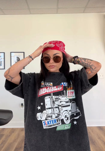 Keep On Truckin' Acid Wash Tee x Black