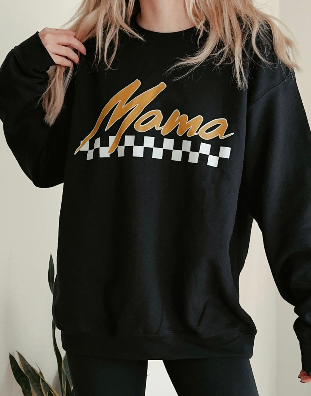 Mama Checkered Crewneck Sweatshirt