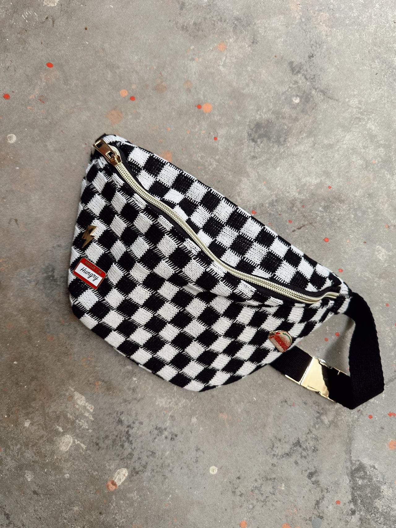 Here For The Tacos Checkered Belt Bag