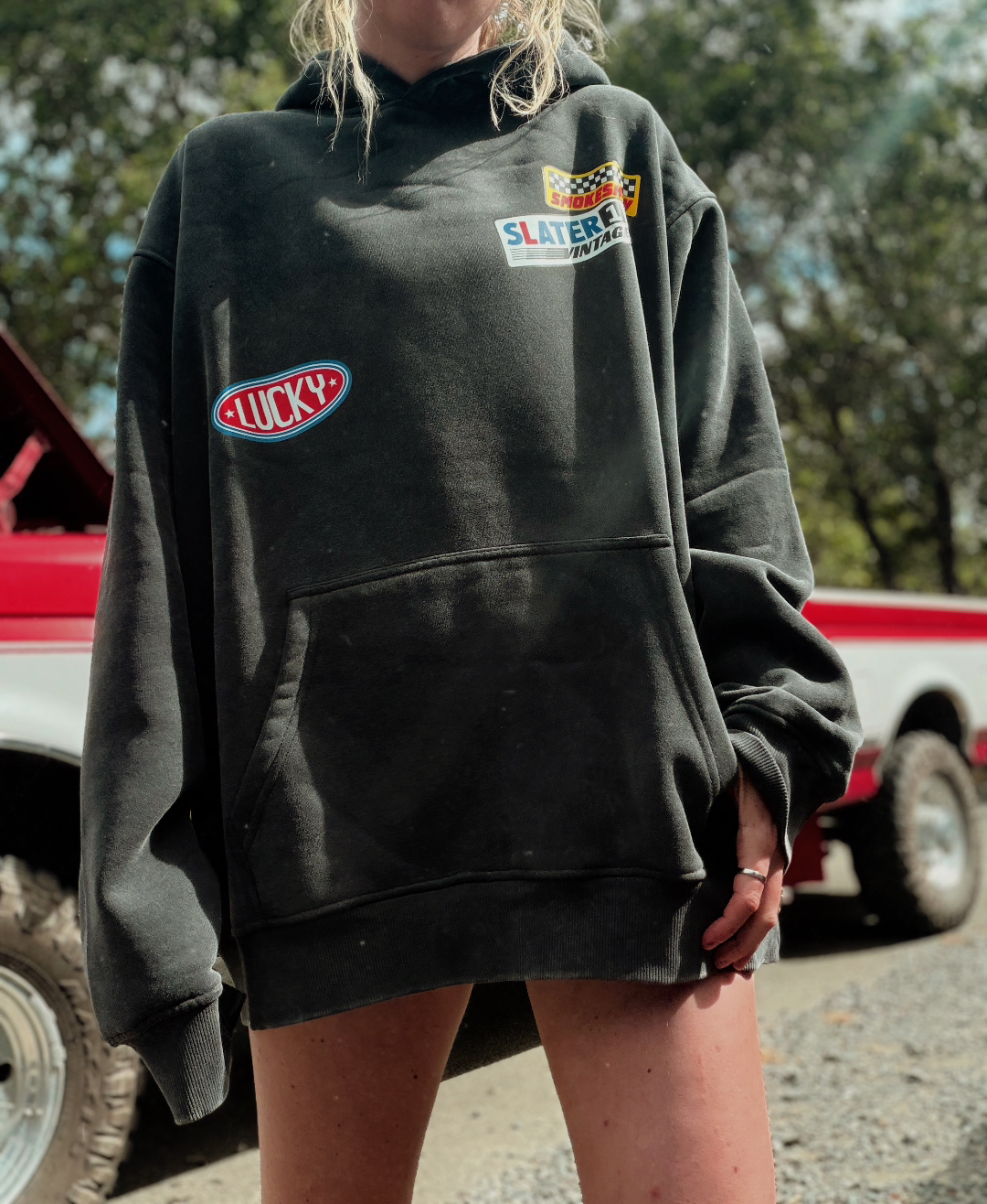 LIMITED EDITION: Keep On Truckin' Heavyweight Hoodie Sweatshirt x Washed Black