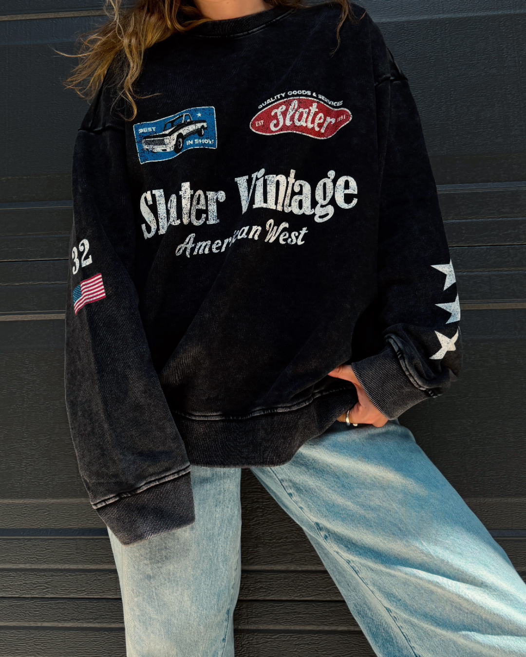 American West Vintage Wash Sweatshirt x Black