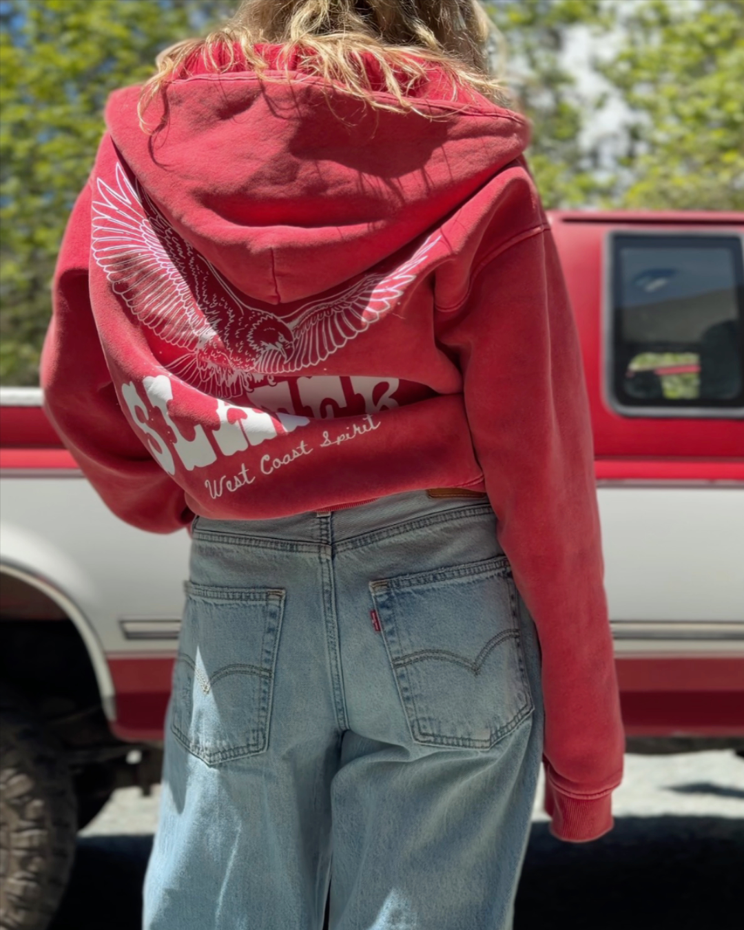 Free Spirit Boxy Fleece Hoodie x Strawberry