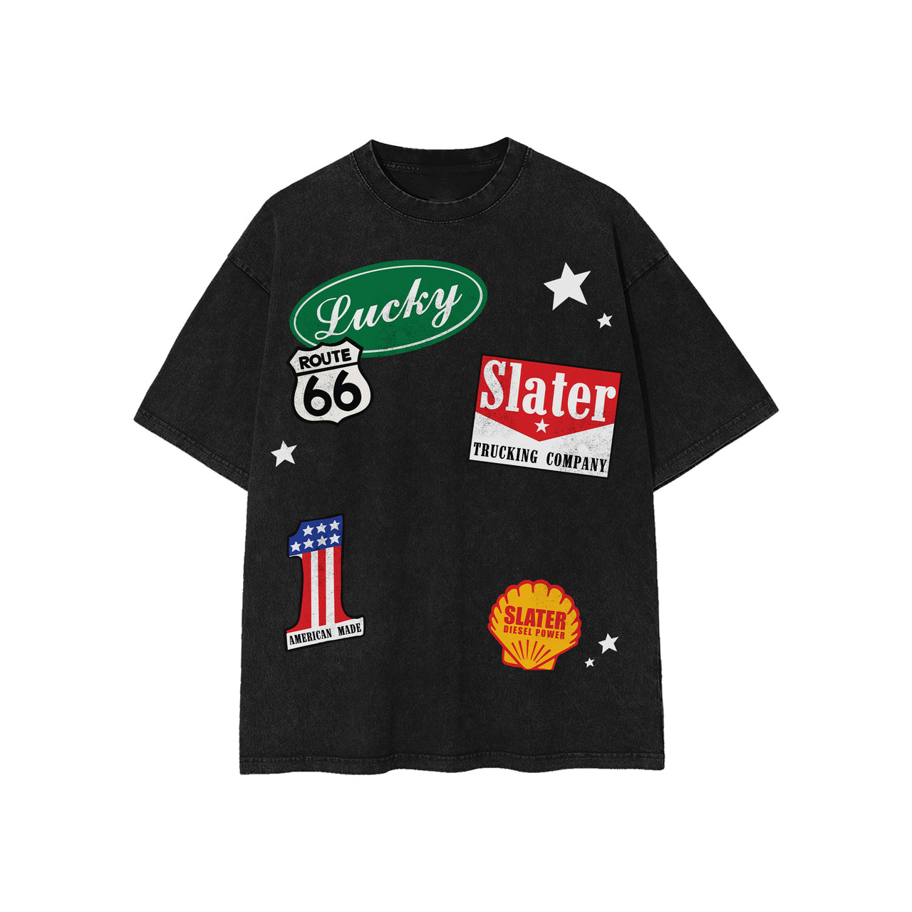 Slater Trucking Company Acid Wash Tee x Black