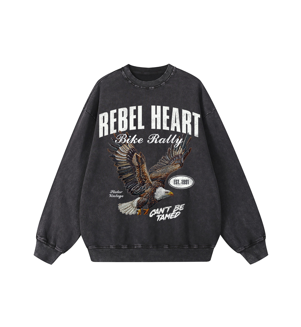 Rebel Heart Vintage Wash Crewneck Sweatshirt x Black