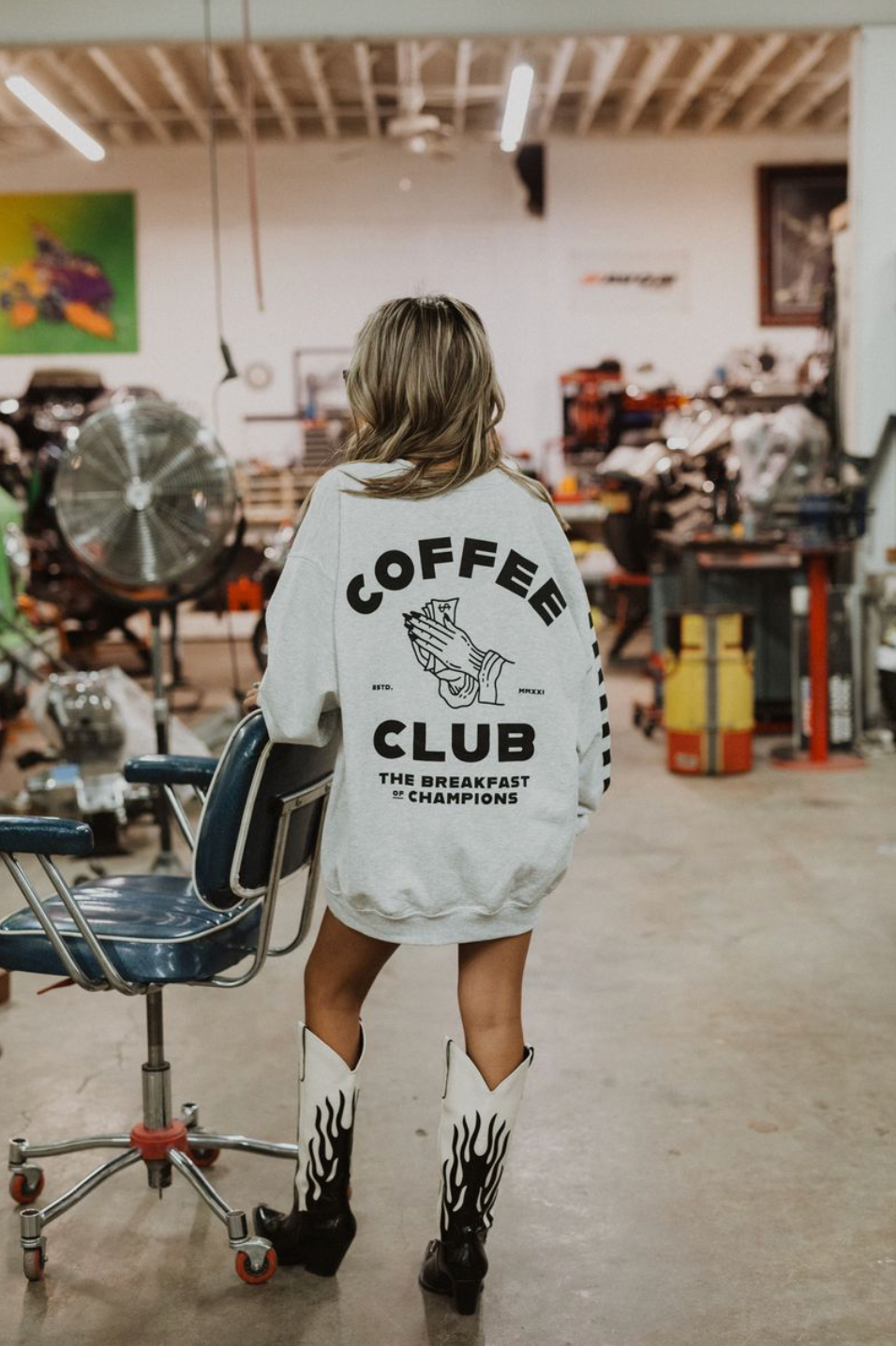 Coffee Club Street Style Crewneck Sweatshirt