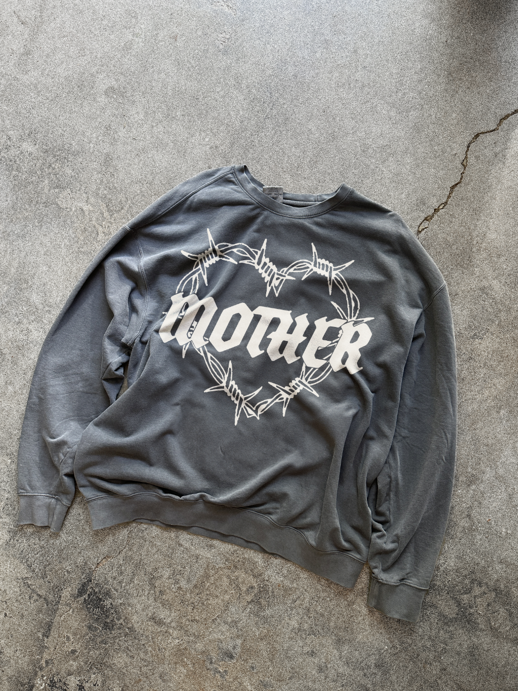 Mother Barbed Wire Vintage Wash Crewneck Sweatshirt