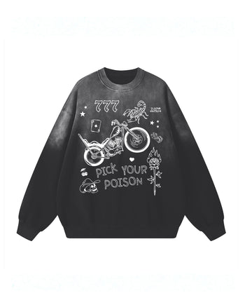 Pick Your Poison Acid Wash Crewneck