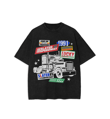 LIMITED EDITION: Keep On Truckin' Acid Wash Tee x Black
